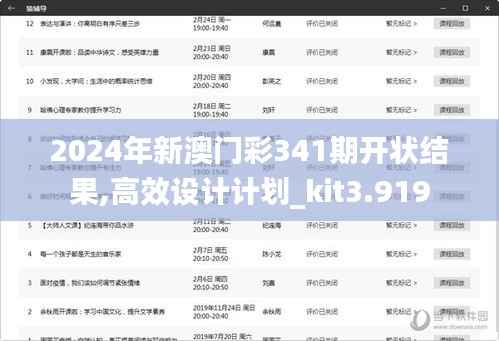 2024年新澳门彩341期开状结果,高效设计计划_kit3.919