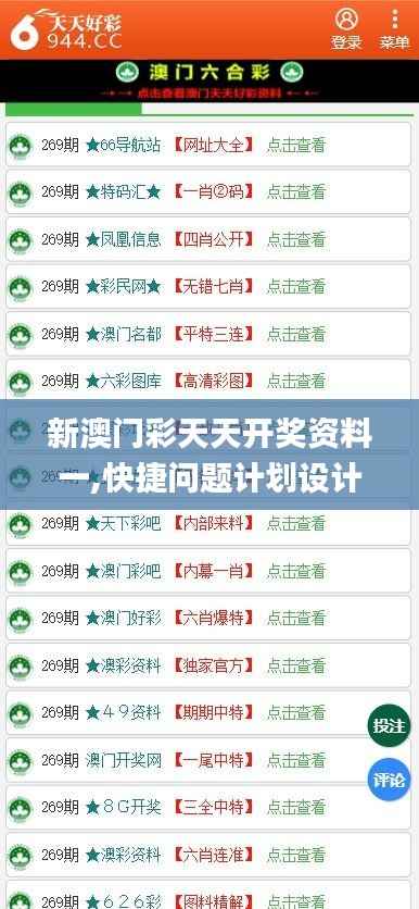 新澳门彩天天开奖资料一,快捷问题计划设计_战略版3.788