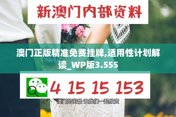 澳门正版精准免费挂牌,适用性计划解读_WP版3.555