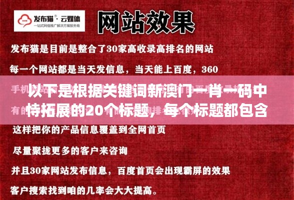 以下是根据关键词新澳门一肖一码中恃拓展的20个标题,每个标题都包含了关键词加上对该关键词的个人感想或见解: