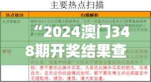 “2024澳门348期开奖结果查询:冒险与机会并存的探索”