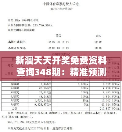 新澳天天开奖免费资料查询348期:精准预测增添彩民信心