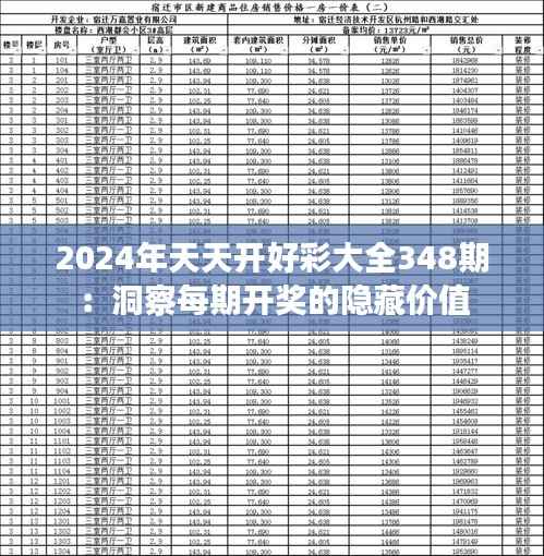 2024年天天开好彩大全348期:洞察每期开奖的隐藏价值