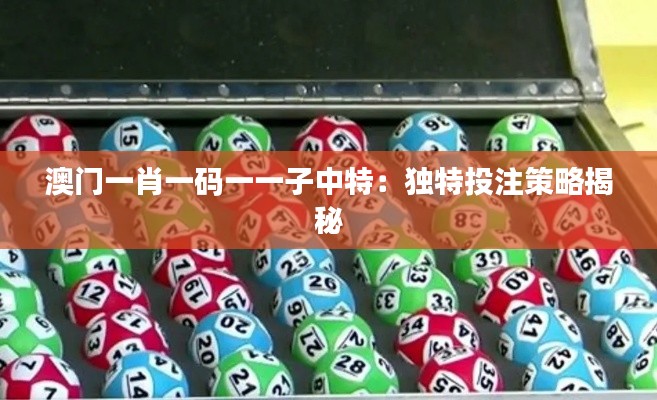 澳门一肖一码一一子中特:独特投注策略揭秘