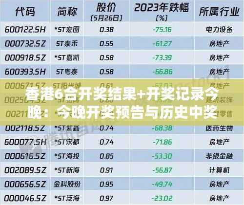 香港6合开奖结果+开奖记录今晚:今晚开奖预告与历史中奖数据解析