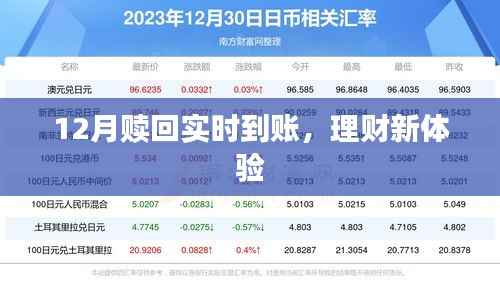 12月赎回快速到账,开启理财新纪元