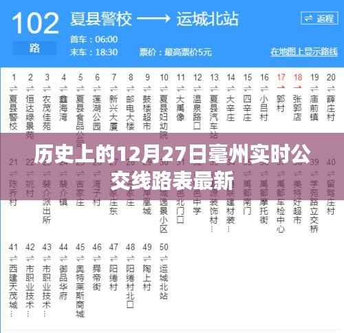 12月27日毫州最新实时公交线路表更新历史