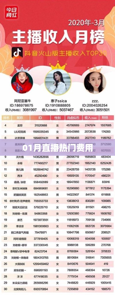热门直播费用大揭秘,一月直播费用概览