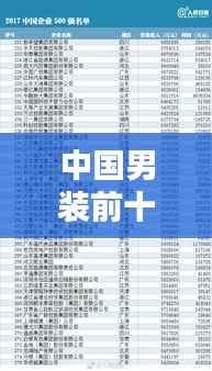中国男装前十排名榜单揭晓,潮流引领者的力量