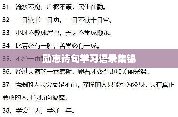 励志诗句学习语录集锦