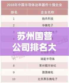 苏州国营公司排名大揭秘,权威榜单,不容错过!