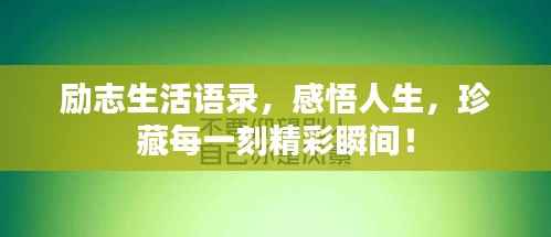 励志生活语录,感悟人生,珍藏每一刻精彩瞬间!