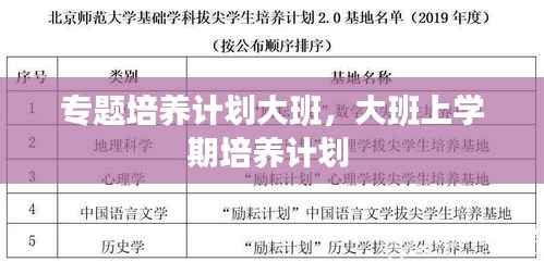 专题培养计划大班，大班上学期培养计划 