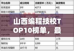 山西编程技校TOP10榜单,最佳编程教育机构排名揭晓!