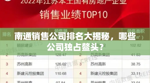 南通销售公司排名大揭秘,哪些公司独占鳌头?